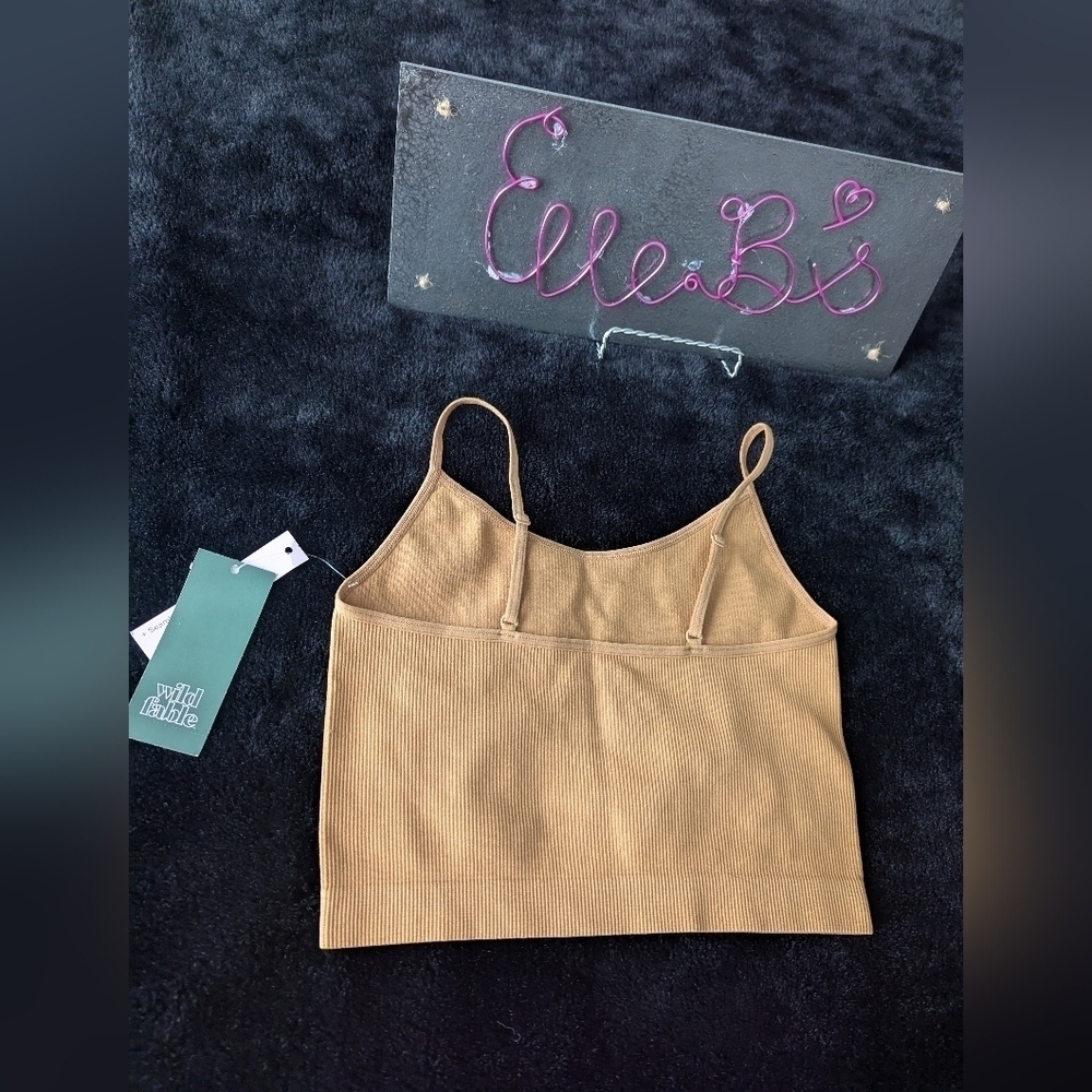 NWT Wild Fable Camel Brown Seamless Crop Tank XXS - Picture 2 of 3